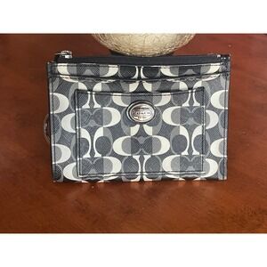 COACH Peyton Dream Medium Skinny  Black Grey White Signature C Canvas Wallet